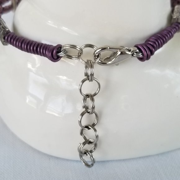 Purple Seed Bead & Wire Bracelet - Picture 5 of 11